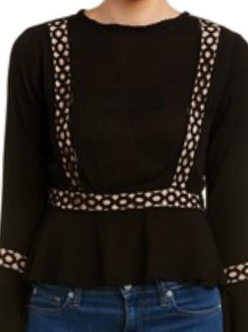 NWT Blush Noir Long Sleeve Cut-Out Peplum Top - Large